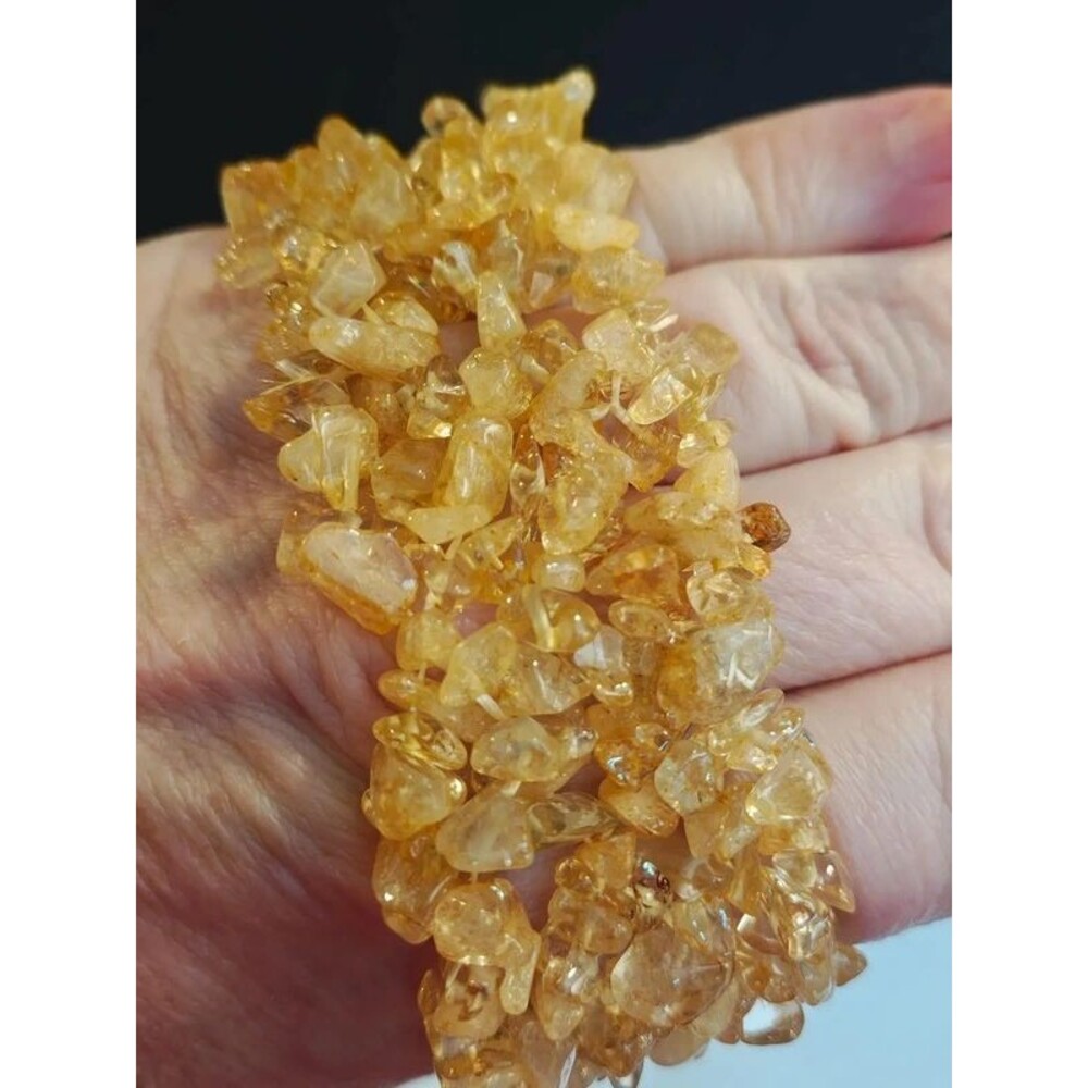 Natural Citrine Gemstone Chip Stretch Bracelet